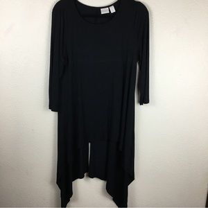 Chico’s Women’s Size 1 (medium) Black Knit Top With Split Elongated Back